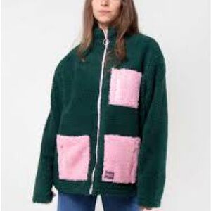 Lazy Oaf Green and Pink Teddy Jacket